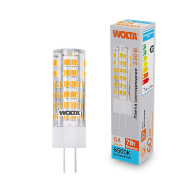 Светодиодная лампа WOLTA 7Вт 6500K G4 кукуруза матовая WSTD-JC-220V7W6KG4-C