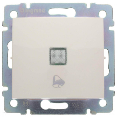 Выключатель кнопочный одноклавишный Legrand Valena 10A 12V с подсветкой Звонок слоновая кость 774315