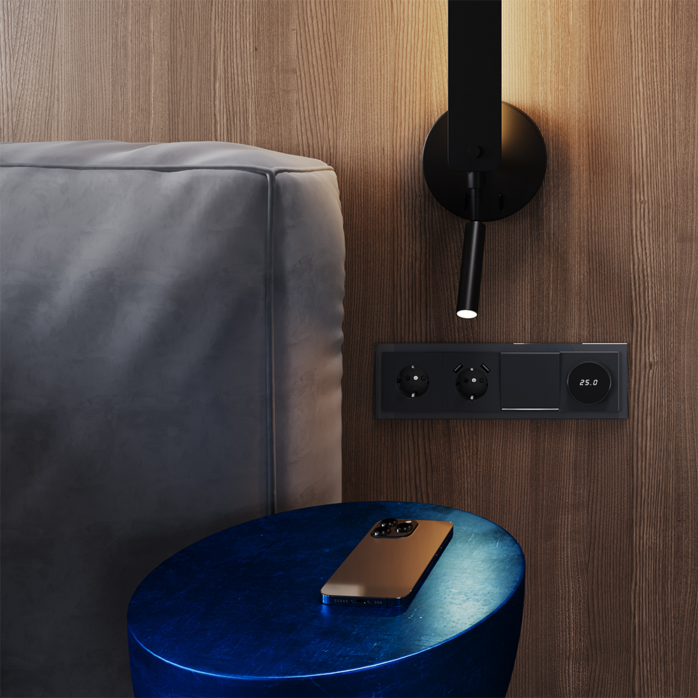 Рамка на 4 поста Voltum S70 VLS110407 (графит, стекло)