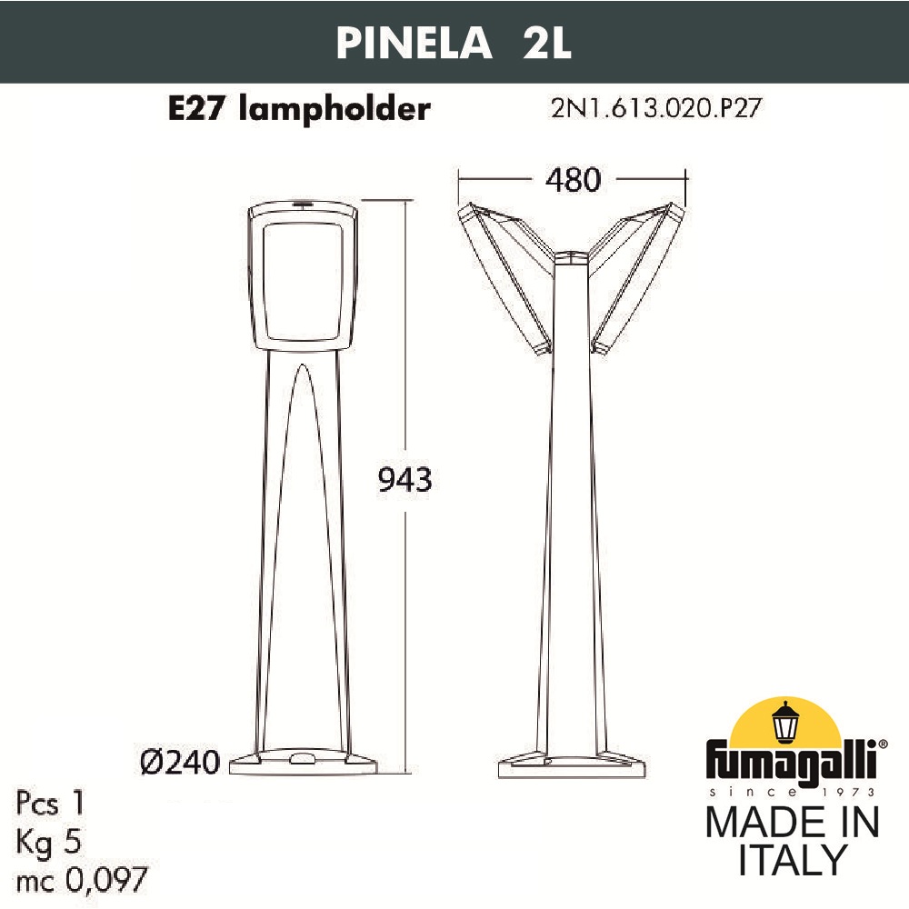 Ландшафтный светильник Fumagalli Germana 2N1.613.020.WYF1R