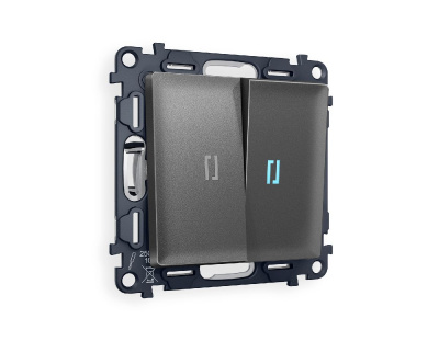 Комплект механизма 2-кл проходного выключателя с подсветкой Ambrella Volt Alfa MA654040