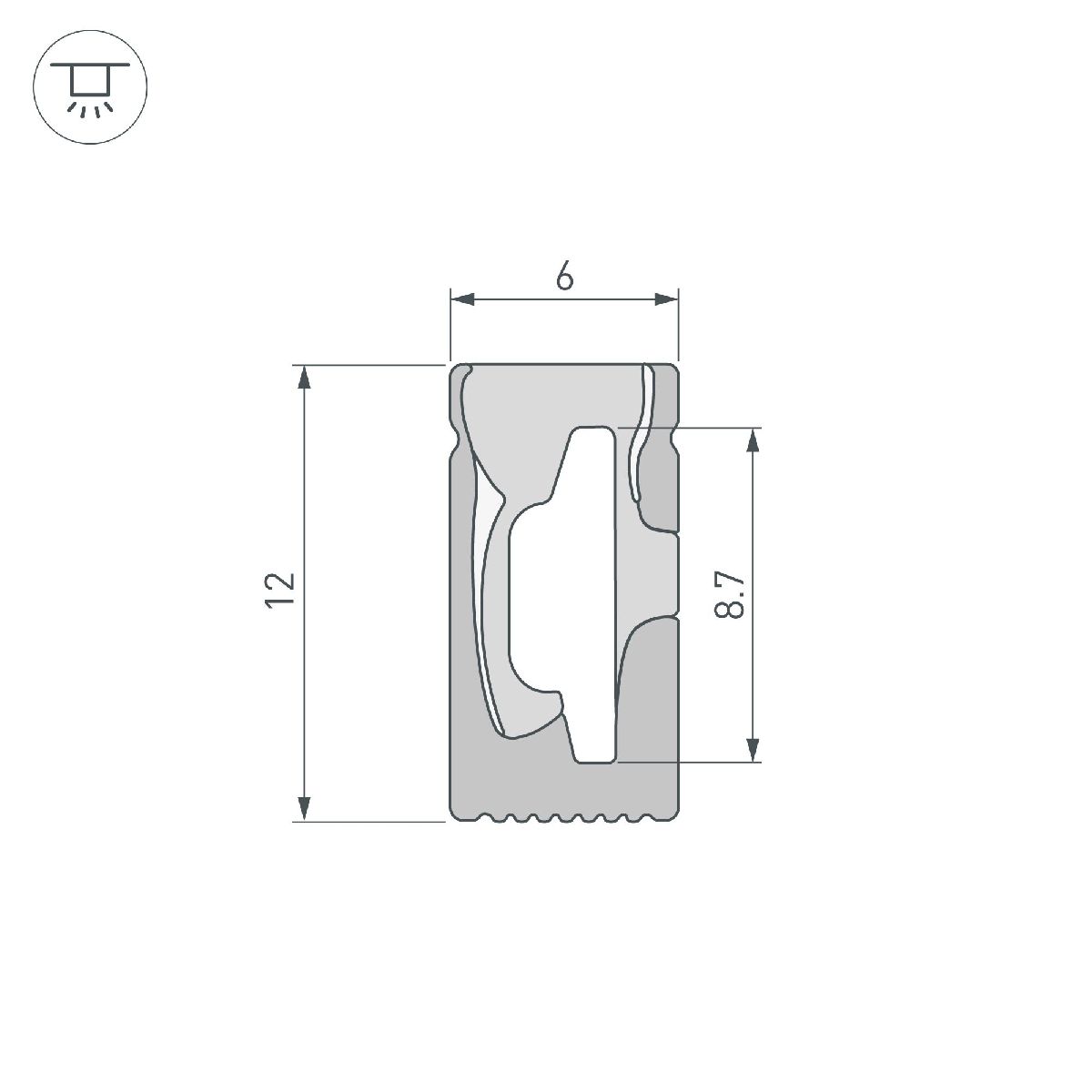 Силиконовый профиль Arlight WPH-FLEX-0612-SIDE-S8-10m BLACK 045785