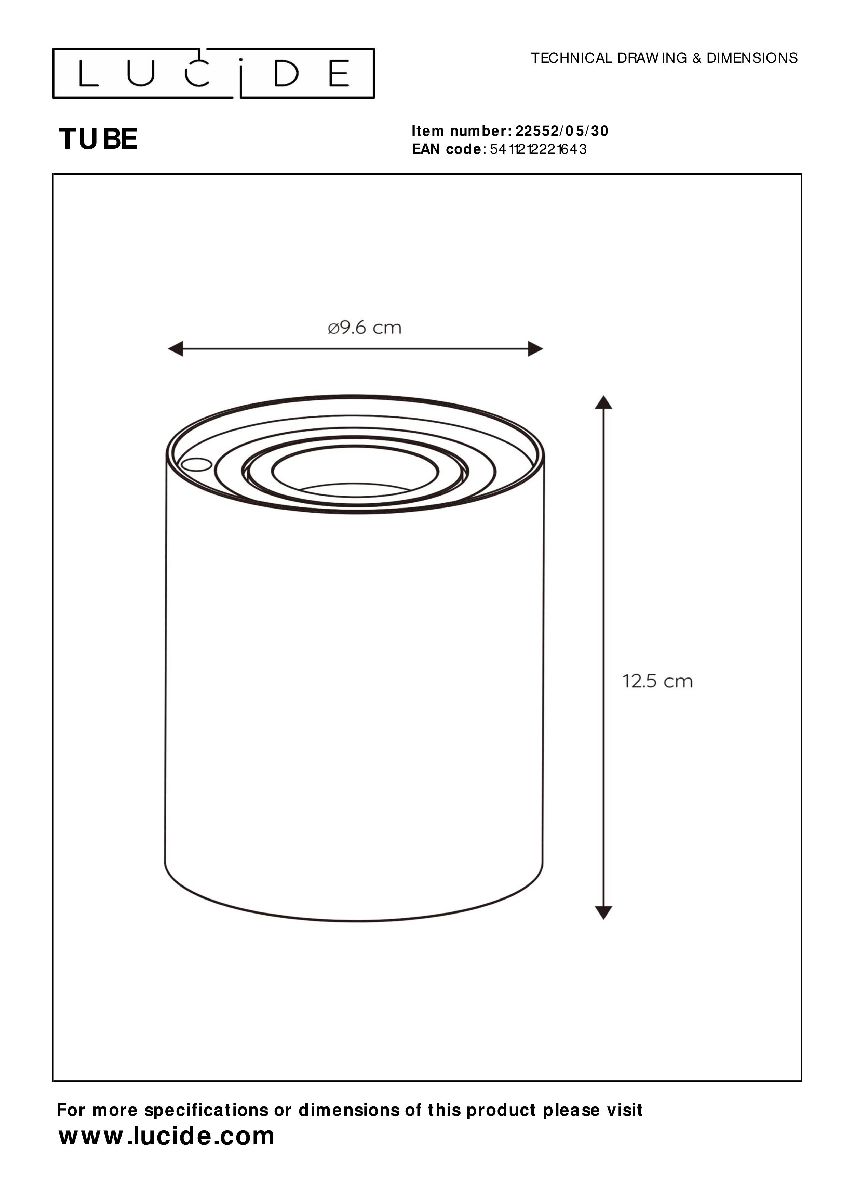 Настольная лампа Lucide Tube 22552/05/30