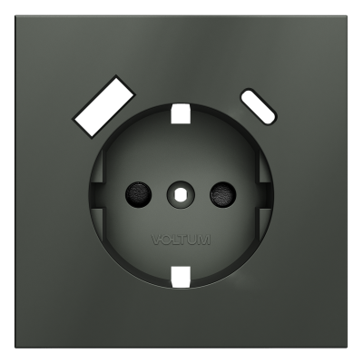 Накладка для розетки с заземлением и защитными шторками, с USB A+C Voltum S70 (титан) VLS001006