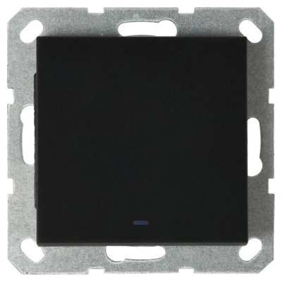 Выключатель одноклавишный Jasmart со светодиодом с накладкой 10A 250V черный матовый (soft touch) G3011NPB