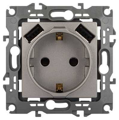 Розетка со шторами и 2 USB Эра 12-4109-16 Б0065729