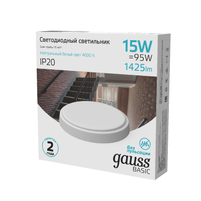 Настенно-потолочный светильник Gauss Basic 193411215B
