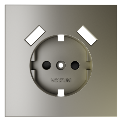 Накладка для розетки с заземлением и защитными шторками, с USB A+A Voltum S70 (шелк) VLS000904