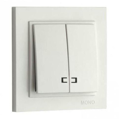Выключатель двухклавишный с подсветкой Mono Electric Despina 10А 250В жемчуг 102-252525-103