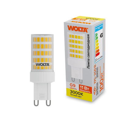 Светодиодная лампа WOLTA 11Вт 3000K G9 кукуруза матовая WSTD-JCD-11W3KG9-C