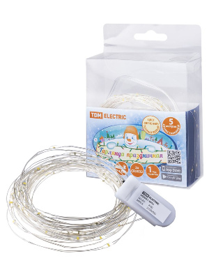 Светодиодная гирлянда TDM Electric Роса50 2хCR2032 теплый белый без мерцания SQ0361-0055