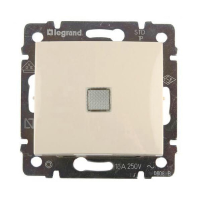 Переключатель одноклавишный на 2 направления Legrand Valena 16A 250V с подсветкой слоновая кость 774103