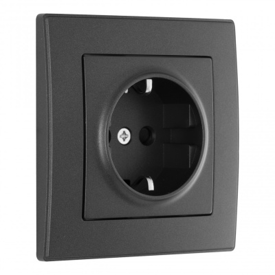 Комплект розетки с/з и шторками и рамкой Arte Milano SET06-1-40-1 black