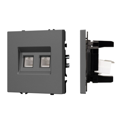 Механизм сдвоенной компьютерной розетки Arlight SCT-NOBE-MPC2-SFPL-GR (RJ-45, CAT6) 054315