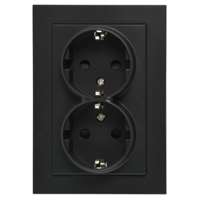 Двойная розетка SHUKO Jasmart с защитными шторками черный матовый (soft touch) 16A 250V 2P+T G5504PB