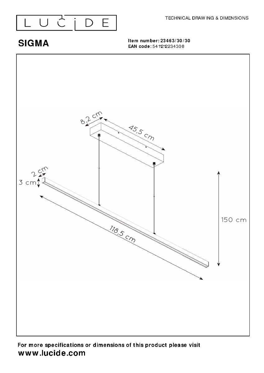 Подвесной светильник Lucide Sigma 23463/30/30