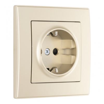 Комплект розетки с/з и шторками и рамкой Arte Milano SET06-1-40-1 shampan