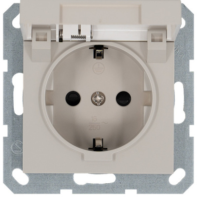 Розетка SHUKO с крышкой и защитными шторками 16A 250V 2P+T, цвет Тауп Jasmart G5505T