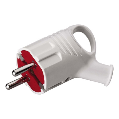 Штепсельная вилка угловая с ушком с заземлением Mono Electric белый 170-010002-808