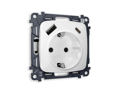 Комплект механизма электрической розетки USB A+C 20W Ambrella Volt Omega (OP1100, VM160) MO110010