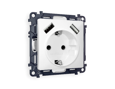 Комплект механизма розетки 2USB A+A 18W (быстрая зарядка) с/з Ambrella Volt Alfa MA129010