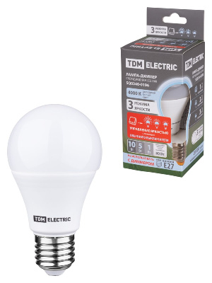 Лампа светодиодная диммируемая TDM Electric E27 10W 4000K прозрачная SQ0340-0196