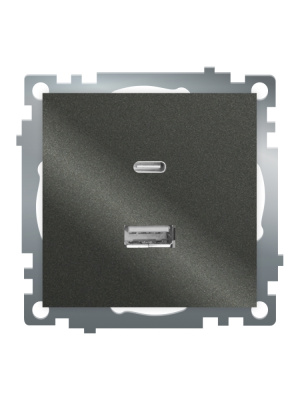 Розетка 2-местная USB + type C Stekker Катрин GLS10-7116-06 50052