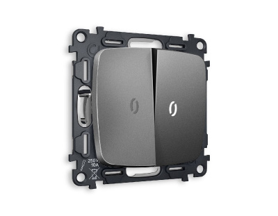 Комплект механизма 2-кл проходного выключателя с подсветкой Ambrella Volt Omega MO654035