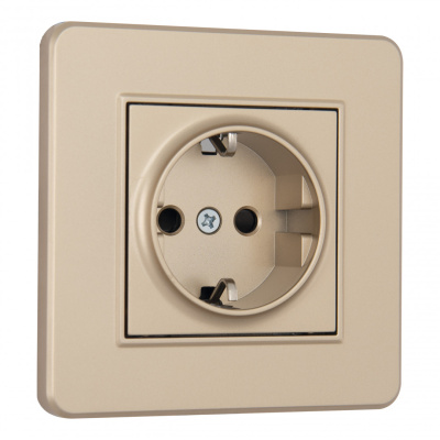 Комплект розетки с/з и шторками и рамкой Arte Milano SET16-1-40-1 shampan