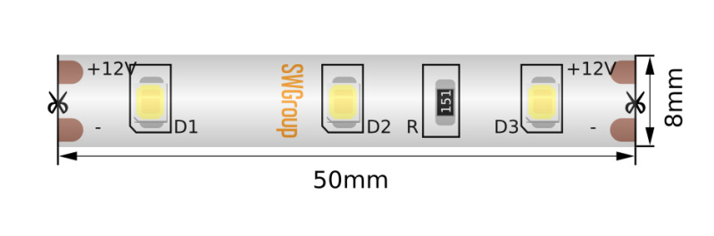 Светодиодная лента SWG SWG260-12-4.8-W-66-M 12В IP66 6000-6500K 015648