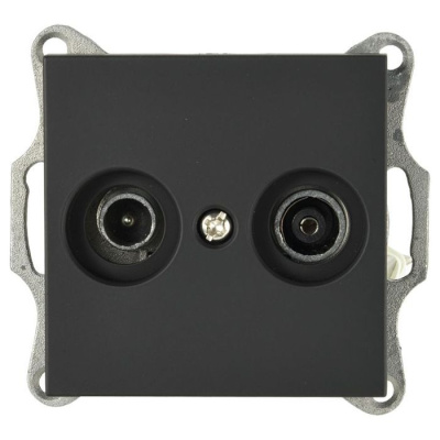 Розетка Jasmart TV-FM проходная с накладкой черный матовый (soft touch) G6205PB