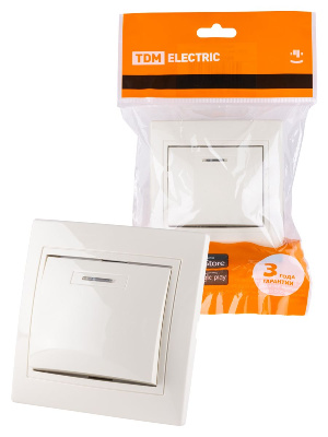 Выключатель одноклавишный с подсветкой Таймыр TDM Electric SQ1814-0104