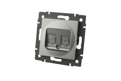 Механизм компьютерной розетки двойной Arlight SCT-MPC2-PL-GR-V (RJ-45, CAT6) 049851