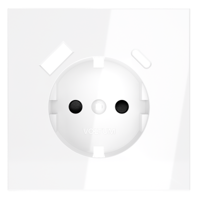 Накладка для розетки с заземлением и защитными шторками, с USB A+C Voltum S70 (белый глянцевый) VLS001001