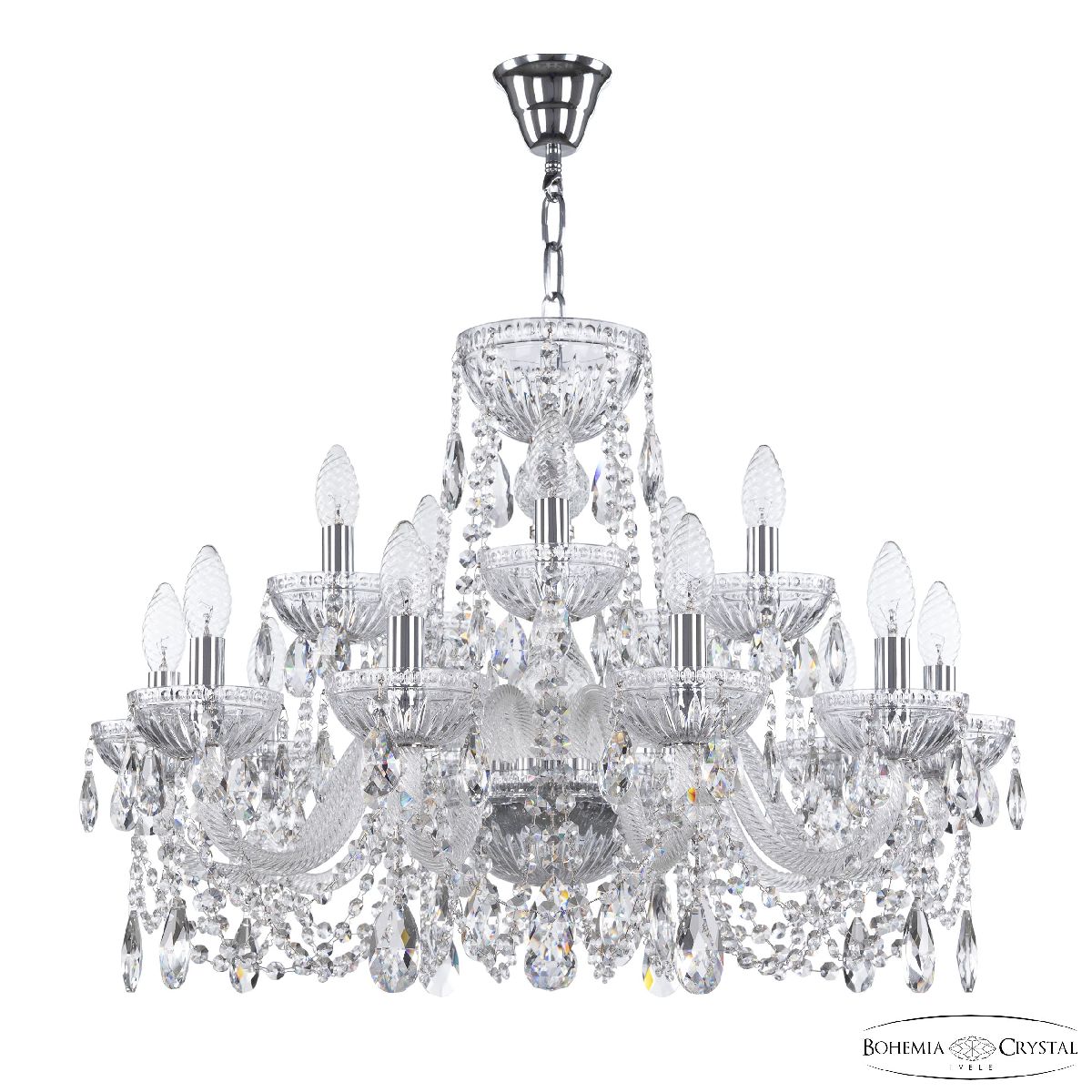 Подвесная люстра Bohemia Ivele Crystal 5402/10+5/240 Ni Clear/M-1G