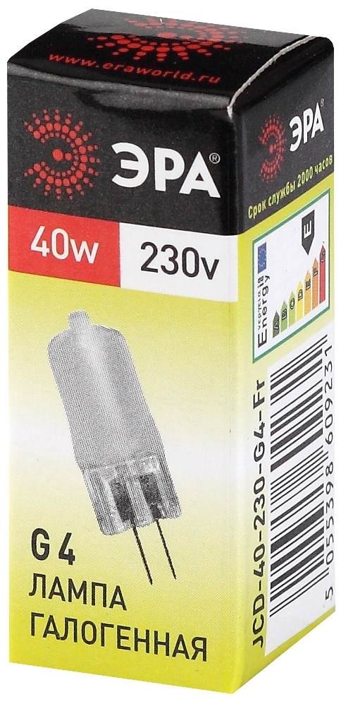 Лампа галогенная Эра G4 40W 3000K G4-JCD-40W-230V-FR C0039282