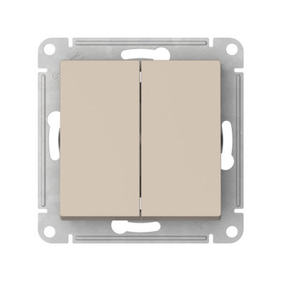Выключатель 2-клавишный, сх.5, 10АХ, мех., быстрозажим. клем. Systeme Electric AtlasDesign Песочный ATN001251S