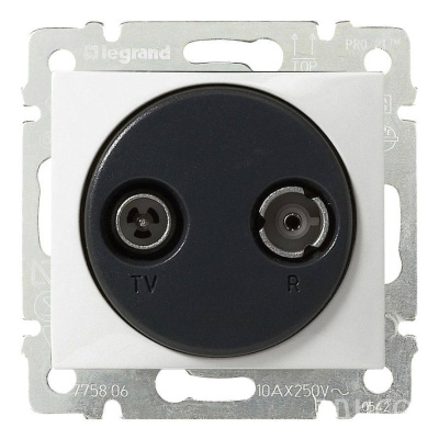 Розетка TV-R проходная Legrand Valena белая 774434