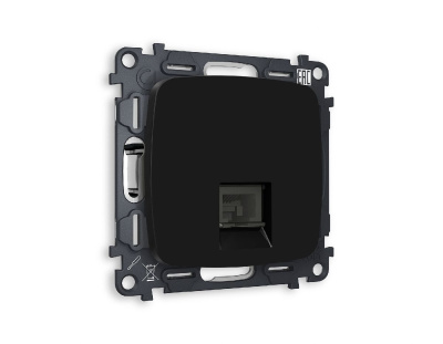 Комплект механизма телефонной розетки RJ-11(4P4C) со шторкой Ambrella Volt Omega MO812030