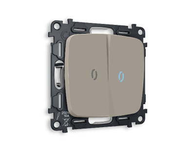 Комплект механизма 2-кл проходного выключателя с подсветкой Ambrella Volt Omega MO364040