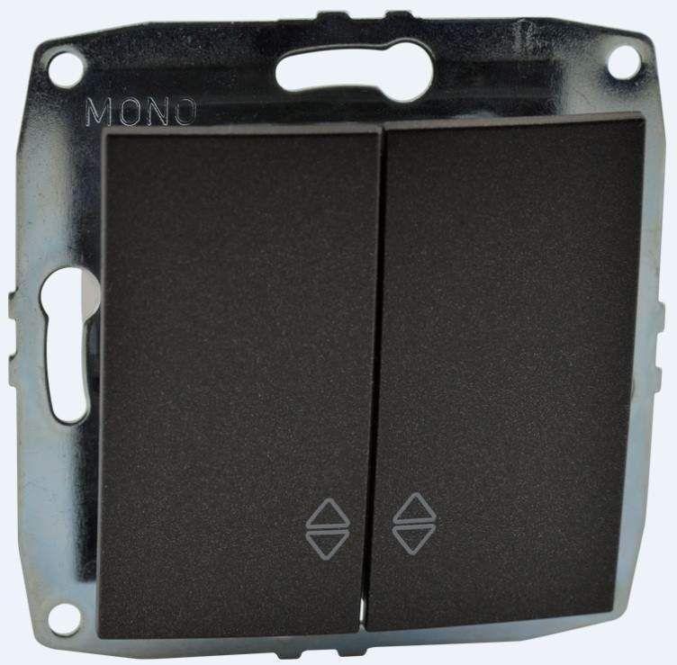 Выключатель двухклавишный проходной Mono Electric Despina-Larissa 10А 250В графит 500-002023-111