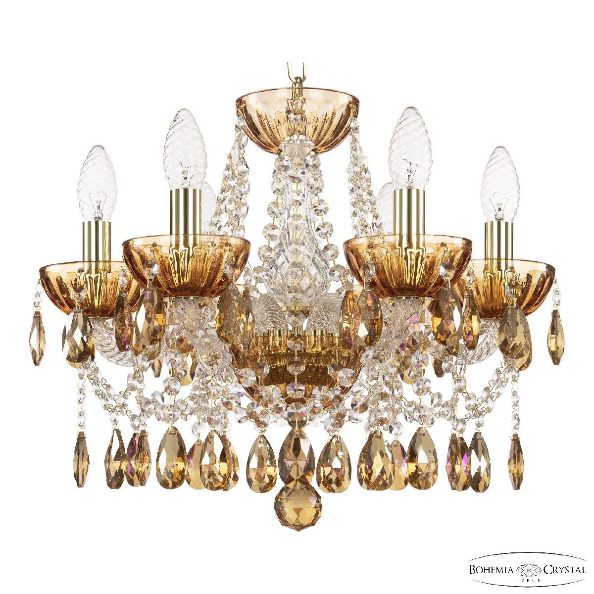 Подвесная люстра Bohemia Ivele Crystal 5413/6/141 G Amber/M-1H K777