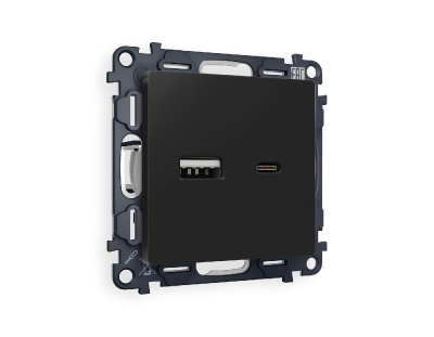 Комплект механизма розетки 2USB A+C 20W (быстрая зарядка) Ambrella Volt Alfa MA811010