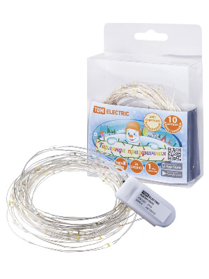 Светодиодная гирлянда TDM Electric Роса100 2хCR2032 теплый белый без мерцания SQ0361-0056