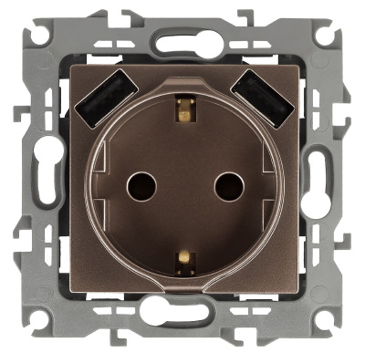 Розетка 2P+E со шторками с 2xUSB Эра 12-4109-13 Б0047847