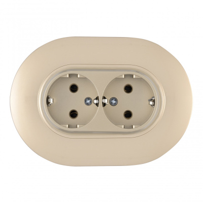 Круглая розетка двойная с/з и шторками Arte Milano SET08-double-40-2 shampan