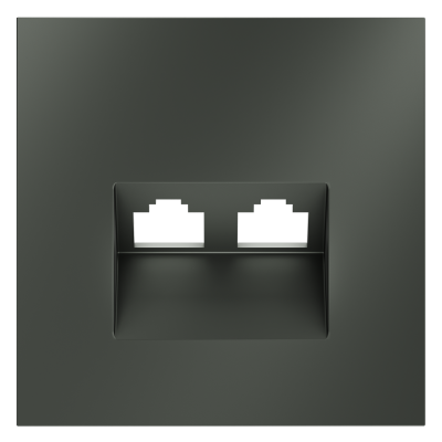 Накладка для розетки компьютерной двойной RJ45+RJ45 кат.6 Voltum S70 (титан) VLS001406