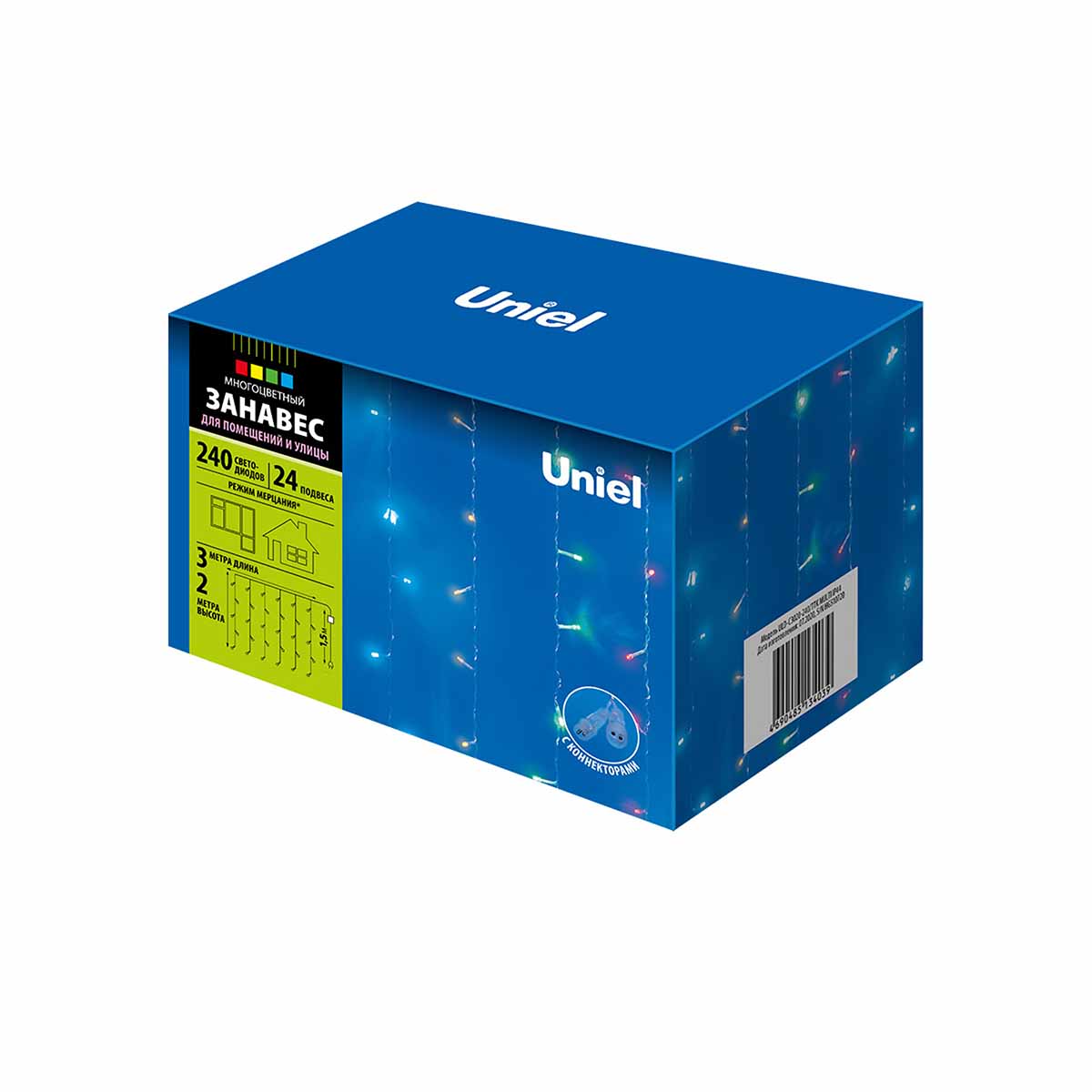 Уличная светодиодная гирлянда (UL-00007216) Uniel занавес 220V разноцветный ULD-C3020-240/TTK Multi IP44