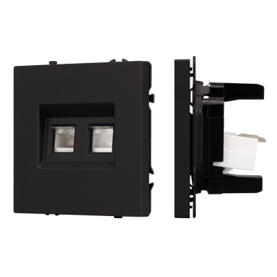Механизм сдвоенной компьютерной розетки Arlight SCT-NOBE-MPC2-SFPL-BK (RJ-45, CAT6) 054313