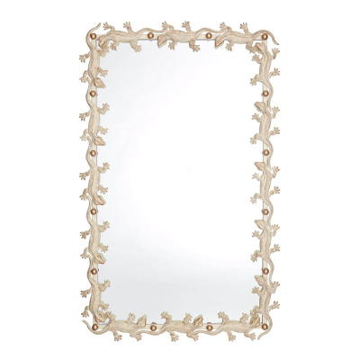 Зеркало Runden Ящерицы белый/золото прямоугольное V20013